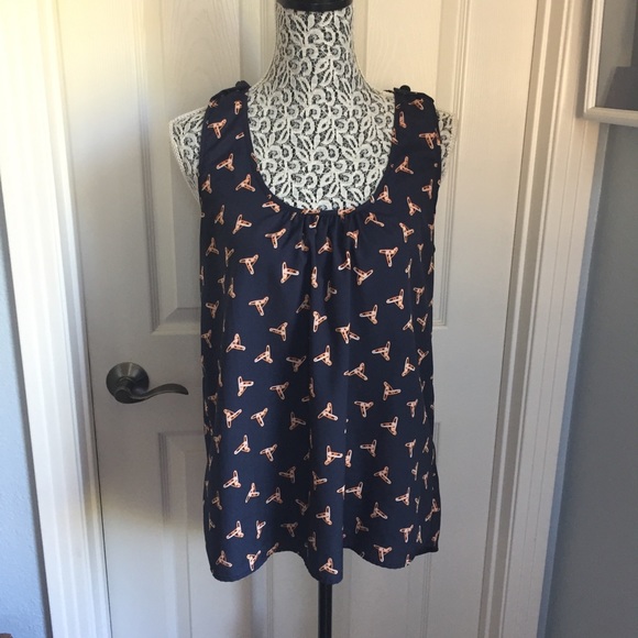 Anthropologie Tops - Everly Anthropologie Blue Tank Safety Pin Pattern